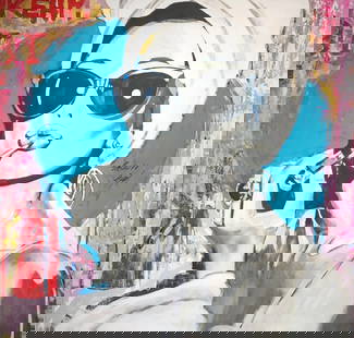 Yasemen Asad (Audrey Hepburn) Signed Original Mixed Media: Artist: Yasemen Asad Title: Audrey Hepburn Medium: Mixed Media on Canvas Art Dimensions: 38.5 H x 40 W x 2 D inches ARTIST BIO:  Yasemen Asad is a contemporary pop-artist b