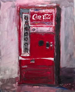 Jorn Fox "70's Coca-Cola Machine" Signed Original Acrylic: Artist: Jorn Fox Title: 70's Coca-Cola Machine Medium: Acrylic on Canvas Art Dimensions: 30 H x 24 W x 2 D inches ARTIST BIO:  Artist Statement "The feelings I had insid