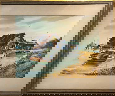 Robert Landry (Untitled - Impressionist) Signed Original Watercolor: Artist: Robert Landry Title: Untitled (Nautical) Medium: Watercolor on Paper Art Dimensions: 19 H x 25 W x 2 D inches Framed Dimensions: 29 H x 34 W x 2 D inches ARTIST