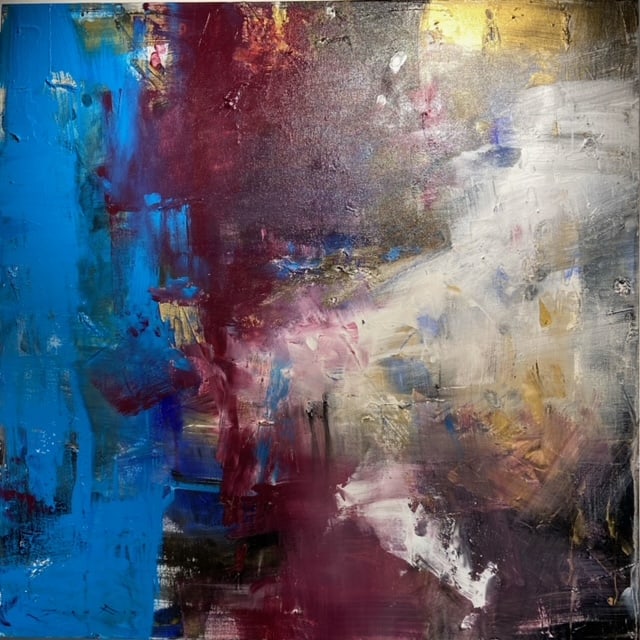 Jorn Fox Abstract Signed Original: Artist: Jorn Fox Title: Abstract Medium: Acrylic on Canvas Art Dimensions: 40 H x 40 W x 2 D inches ARTIST BIO: Artist Statement "The feelings I had inside, when each s