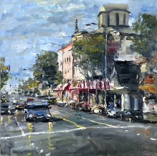 Jorn Fox Impressionist Signed Oil On Canvas: Artist: Jorn Fox Title: Laguna Beach Hotel Medium: Original Oil on Canvas Art Dimensions: 36 H x 36 W x 2 D inches ARTIST BIO:  Artist Statement "The feelings I had insi