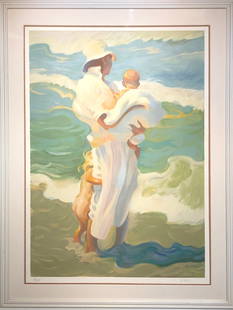 John Asaro "Warm Embrace" Serigraph (Rare) 63/125: Artist: John Asaro Title: Warm Embrace Medium: Serigraph On Paper Limited Edition: 63/125 Art Dimensions: 51 H x 36 W x 2 D inches Framed Dimensions: 61 H x 46 W x 2 D i