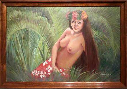 Susan Park Hawaiian Girl Signed Oil on Canvas: Artist: Susan Park Title: Hawaiian Girl Medium: Original Oil on Canvas Art Dimensions: 24 H x 36 W x 2 D inches Framed Dimensions: 28 H x 41 W x 2 D inches