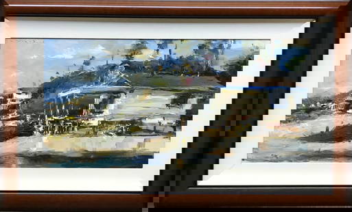 Jorn Fox Impressionist Signed Original Oil on Canvas: Artist: Jorn Fox Title: Seaside Medium: Original Oil on Canvas Art Dimensions: 15 H x 30 W x 2 D inches Framed Dimensions: 24 H x 39 W x 2 D inches ARTIST BIO:  <