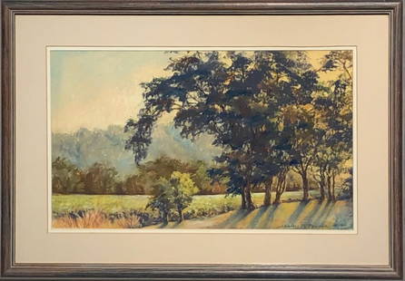 Shirley M. Pruden (Untitled - Impressionist) Signed Original Pastel (1990): Artist: Shirley M. Pruden Title: Untitled (Landscape) 1990 Medium: Pastel on Paper Art Dimensions: 12 H x 20 W x 2 D inches Framed Dimensions: 19 H x 27 W x 2 D inches