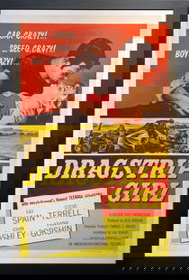Vintage Movie Poster LE - "Dragstrip Girl": Artist:  Title: Dragstrip Girl Medium: Movie Poster on Paper Limited Edition: 57/127 Art Dimensions: 42 H x 27 W x 1 D inches Framed Dimensions: 47 H x 32 W x 1 D inches
