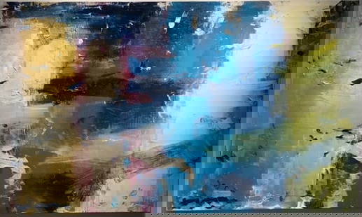 Jorn Fox Abstract Signed Original Oil and Acrylic: Artist: Jorn Fox Title: Abstract Medium: Oil and Acrylic on Canvas with 1 1/2" Museum Bars Art Dimensions: 36 H x 60 W x 2 D inches ARTIST BIO:  Artist Statement "The fe