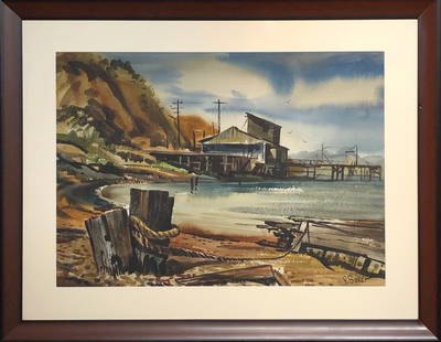 Ralph Baker (Impressionist - Landscape) Signed Original Watercolor: Artist: Ralph Baker Title: Untitled (Landscape) Medium: Watercolor on Paper Art Dimensions: 20 H x 28 W x 2 D inches Framed Dimensions: 30 H x 38 W x 2 D inches ARTIST B