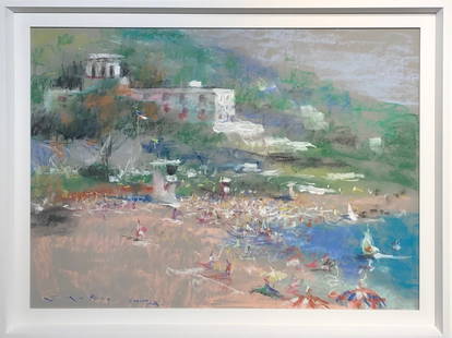 Jorn Fox (Impressionist - Coastal Seascape) Signed Original Pastel: Artist: Jorn Fox Title: Untitled (Seascape) Medium: Pastel on Paper Art Dimensions: 20 H x 28 W x 2 D inches Framed Dimensions: 24 H x 32 W x 2 D inches ARTIST BIO: