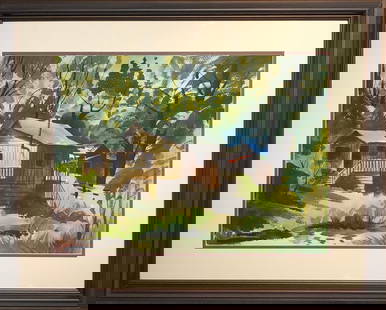 Ralph Baker (Impressionist - Cabin in the Woods) Signed Original Watercolor: Artist: Ralph Baker Title: Untitled (Cabin in the Woods) Medium: Watercolor on Paper Art Dimensions: 21 H x 29 W x 2 D inches Framed Dimensions: 33 H x 41 W x 2 D inches