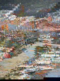 Henri Plisson "Portofino" Signed Serigraph LE: Artist: Henri Plisson Title: Portofino Medium: Serigraph on Paper Limited Edition: VIII/C Art Dimensions: 34 H x 26 W x 2 D inches Framed Dimensions: 45 H x 37 W x 2 D i