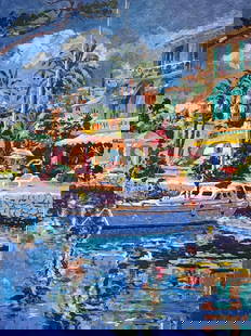 Hazel Soan "Midday Mooring I" Signed Serigraph LE: Artist: Hazel Soan Title: Midday Mooring I Medium: Serigraph on Paper Limited Edition: 20/350 Art Dimensions: 32 H x 24 W x 2 D inches Framed Dimensions: 41 H x 33 W x 2