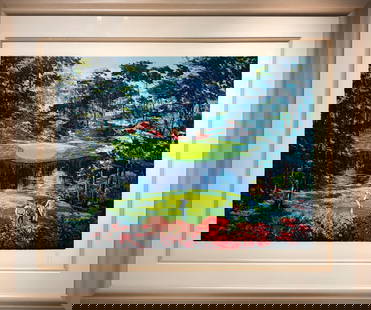 Mark King "Ike's Pond" Signed Serigraph LE: Artist: Mark King Title: Ike's Pond Medium: Serigraph on Paper Limited Edition: 105/145 (CV/CXLV) Art Dimensions: 27 H x 36 W x 2 D inches Framed Dimensions: 44 H x 52 W