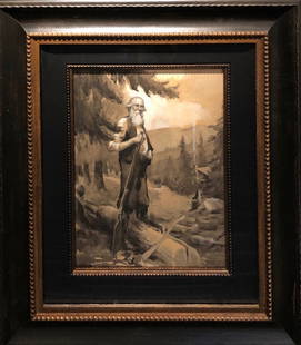 Winslow Homer, In the Style Of, Watercolor Framed: Artist: Unknown Title: Winslow Homer, A Study In The Style Of Medium: Original Watercolor on Paper Art Dimensions: 16 H x 12 W x 2 D inches Framed Dimensions: 27 H x 23 W x 2 D inches