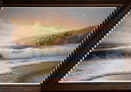 Dave Dalton "North Coast Sunset" Signed Original Oil: Artist: Dave Dalton Title: North Coast Sunset Medium: Oil on Canvas Art Dimensions: 24 H x 36 W x 1 D inches Framed Dimensions: 28 H x 40 W x 2 D inches ARTIST BIO:
