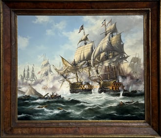 John Bentham Dinsdale "The Glorious First of June 1794" Signed Original Oil