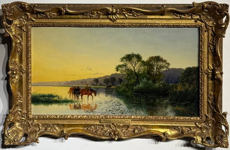 Edwin H. Boddington "Returning Home From The Fields" Signed Original Oil (1975): Artist: Edwin H. Boddington Title: Returning Home From The Fields Medium: Oil on Canvas Art Dimensions: 12 H x 22 W x 1 D inches Framed Dimensions: 18 H x 28 W x 3 D inches