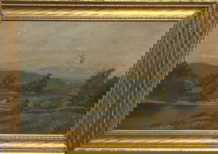 L.L. (Landscape - Circa 1895) Signed Original Oil: Artist: L. L. Title: Unknown (Landscape) - Circa 1895 Medium: Oil on Canvas Art Dimensions: 14 H x 21 W x 2 D inches Framed Dimensions: 19 H x 26 W x 2 D inches