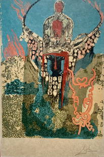 Salvador Dali "The Bullfighter Golden Calf" Signed Lithograph LE: Artist: Salvador Dali Title: The Bullfighter Golden Calf Medium: Lithograph on Paper Limited Edition: 14/75 Art Dimensions: 27 H x 18 W x 2 D inches Framed Dimensions: 3