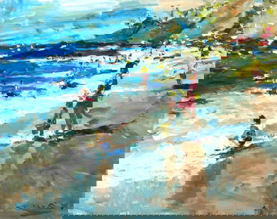 Jorn Fox (Impressionist - Beach Scene) Signed Original Acrylic: Artist: Jorn Fox Title: Untitled (Beach Scene) Medium: Acrylic on Board Art Dimensions: 24 H x 30 W x 2 D inches ARTIST BIO:  Artist Statement "The feelings I had inside