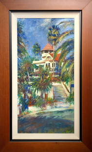 Jorn Fox (Impressionist - Holly Hill House) Signed Original Oil: Artist: Jorn Fox Title: Holly Hill House Medium: Oil on Canvas Art Dimensions: 48 H x 24 W x 2 D inches Framed Dimensions: 62 H x 38 W x 2 D inches ARTIST BIO:  <