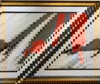 Arthur Levy Kay Mid-Century Abstract Oil on Paper: Artist: Arthur Levy Kaye Title: Abstract Medium: Original Oil on Paper Art Dimensions: 23 H x 29 W x 2 D inches Framed Dimensions: 33 H x 39 W x 2 D inches