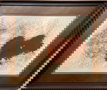 Guillaume Azoulay "Deus Bison" Signed Original Etching LE: Artist: Guillaume Azoulay Title: Deus Bison Medium: Etching on Paper Limited Edition: 135/300 Art Dimensions: 22 H x 28 W x 2 D inches Framed Dimensions: 29 H x 35 W x 2