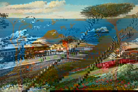 Filastro Mottola "Cliff House" Signed Original Oil: Artist: Filastro Mottola Title: Cliff House Medium: Oil on Masonite Art Dimensions: 24 H x 36 W x 1 D inches ARTIST BIO:  Fil Mottola was born in 1915 in the Italian sectio