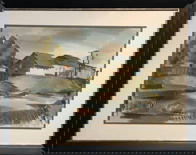 George Post (Untitled - Landscape) Signed Original Watercolor: Artist: George Post Title: Untitled (Landscape) Medium: Watercolor on Paper Art Dimensions: 17 H x 23 W x 2 D inches Framed Dimensions: 27 H x 33 W x 2 D inches ARTIST B