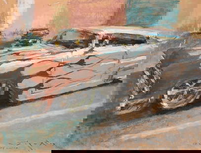 Jorn Fox Impressionist Signed Pastel On Paper: Artist: Jorn Fox Title: '55 Chevy Custom Medium: Pastel On Paper Art Dimensions: 19 H x 25 W x 2 D inches Framed Dimensions: 23 H x 29 W x 2 D inches ARTIST BIO: