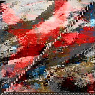 Jorn Fox Abstract Signed Original Oil and Acrylic: Artist: Jorn Fox Title: Abstract Medium: Original Oil and Acrylic on Canvas with 1 1/2" Museum Bar Art Dimensions: 48 H x 48 W x 2 D inches ARTIST BIO:  Artist Statement