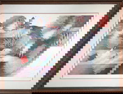 Sunol Alvar "Les Poetes De La Balustrade" Signed Embossed Serigraph LE: Artist: Sunol Alvar Title: Les Poetes De La Balustrade Medium: Embossed Serigraph on Paper Limited Edition: 109/175 Art Dimensions: 20 H x 30 W x 2 D inches Framed Dimension