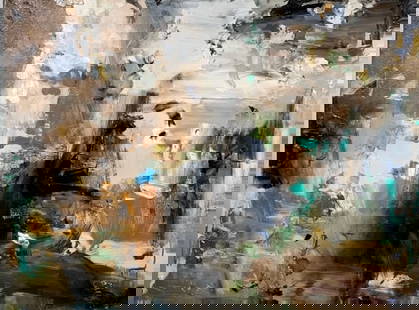 Jorn Fox Abstract Signed Original Oil and Acrylic: Artist: Jorn Fox Title: Abstract Medium: Original Oil and Acrylic on Canvas with 1 1/2" Museum Bars Art Dimensions: 30 H x 40 W x 2 D inches ARTIST BIO:  Artist Statement