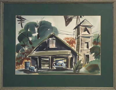 Unknown Artist (Impressionist) Original Watercolor: Artist: Unknown Title: Untitled Medium: Watercolor on Paper Art Dimensions: 14 H x 20 W x 2 D inches Framed Dimensions: 21 H x 27 W x 2 D inches