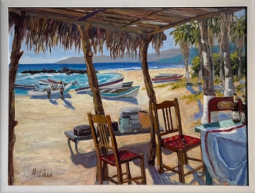 Michael Hallinan - Untitled Signed Original (Tropical Coastal Landscape)