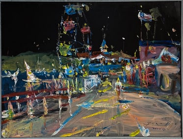 Jorn Fox "Fun Zone at Night, Balboa Island, CA", Signed Original