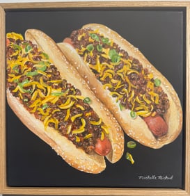 Michelle Michael "Chili Dogs" Signed Original Acrylic on Canvas