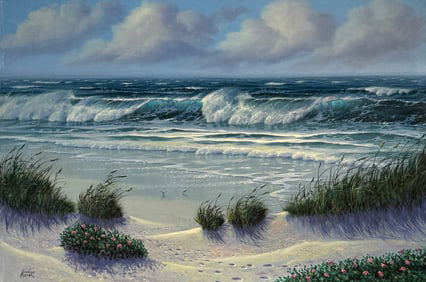 Maurice Meyer "Beach Grass in Spring" Signed Original Oil on Canvas