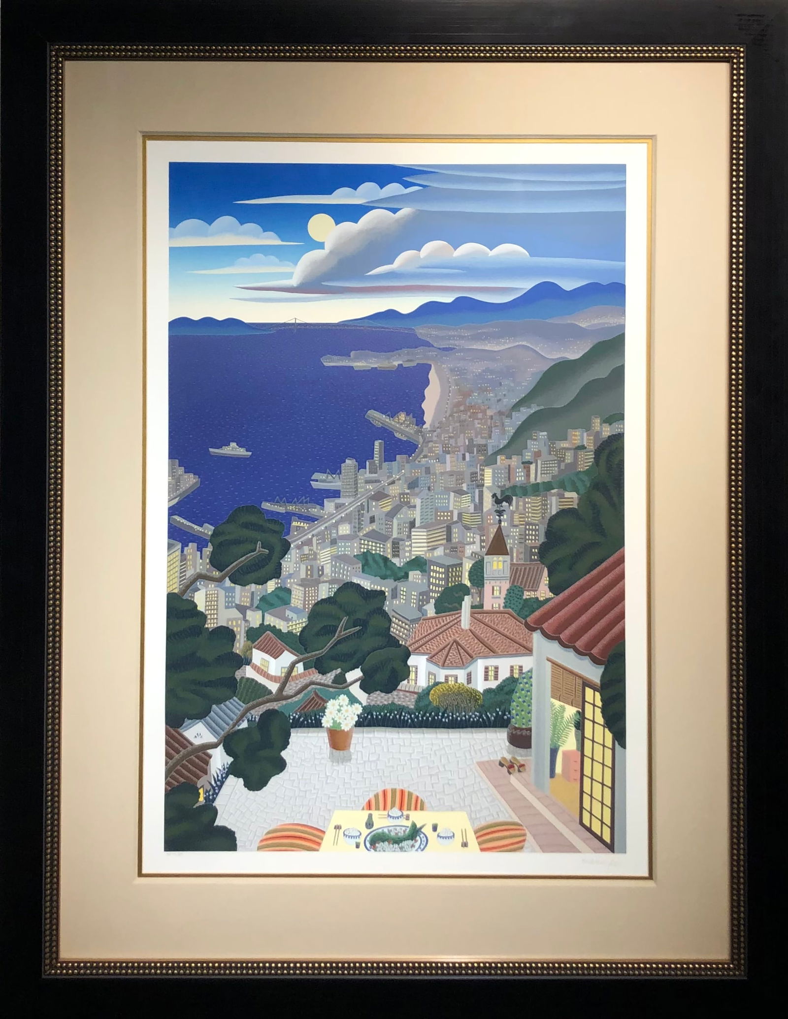Thomas McKnight "Kobe Coast at Night" Signed Serigraph LE w/COA: Artist: Thomas McKnightTitle: Thomas McKnight "Kobe Coast at Night" Signed Serigraph LE w/COAMedium: Serigraph on PaperLimited Edition: 45/65Art Dimensions: 39 H