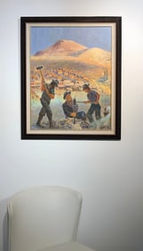 Eugene Clay "Hard Rock Drilling - The Hard Way - At Bodie California, 1879" Signed Original Oil