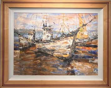 Jorn Fox Impressionist Signed Oil and Acrylic on Canvas