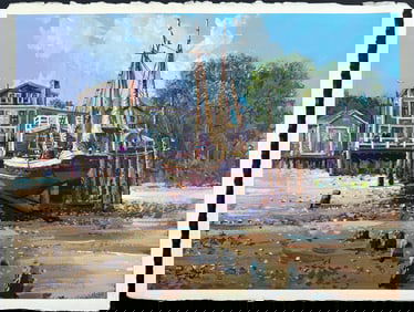 Filastro Mottola "Dry Dock Massachusetts" Signed Original Acrylic