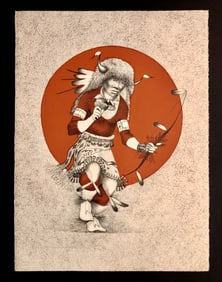 Patrick Swazo Hinds "Buffalo Dancer" Signed Original Stone Litho LE