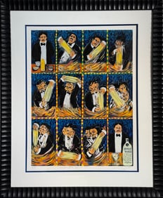 Guy Buffet "Martini in Blue" Signed Serigraph LE