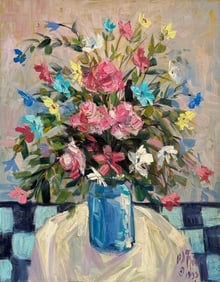 Alberto Ruiz-Vela (Floral) Signed Original Oil