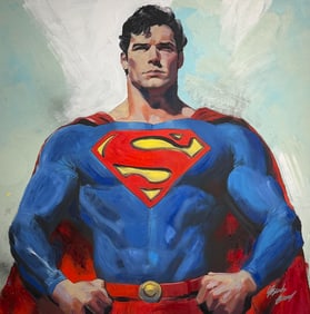 Yasemen Asad "Superman" Signed Original Mixed Media