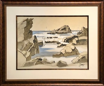 Milford Zornes (Corona Del Mar) Signed Original Watercolor - 1962