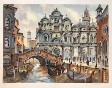 Anatole Krasnyansky "Venice Canal" Signed Serigraph
