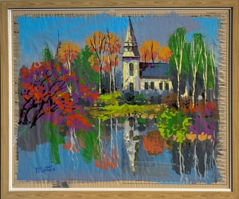 Filastro Mottola (Untitled - Landscape) Signed Original Acrylic on Newspaper