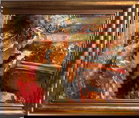 Vladimir Ezhakov (B. Ehlakob) "At the Theatre" Signed Original Oil on Canvas: Artist: Vladimir Ezhakav (B. Ehlakob) Title: Vladimir Ezhakov (B. Ehlakob) "At the Theatre" Signed Original Oil on Canvas Medium: Original Oil on Canvas Limited Edition: Art Dimensions: 31 x 38 x 1 in